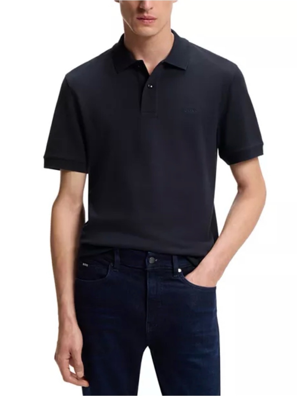 Boss Men's Polo Shirt Navy Blue Size XL